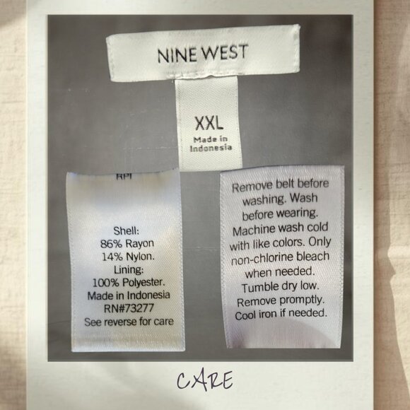 Nine West Button Front Black Midi Dress XXL Belted - Picture 6 of 6